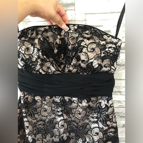 White House Black Market || Strapless Sequin Lace Mini Formal Evening Dress SZ 2 - Picture 7 of 10